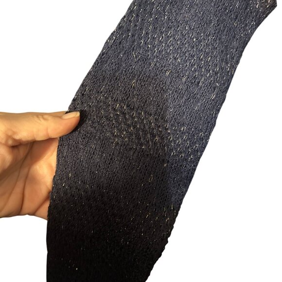 Miss Me Womens L Floral Metallic Knit Sweater Navy & Multicolor Long Sleeve - Picture 3 of 6